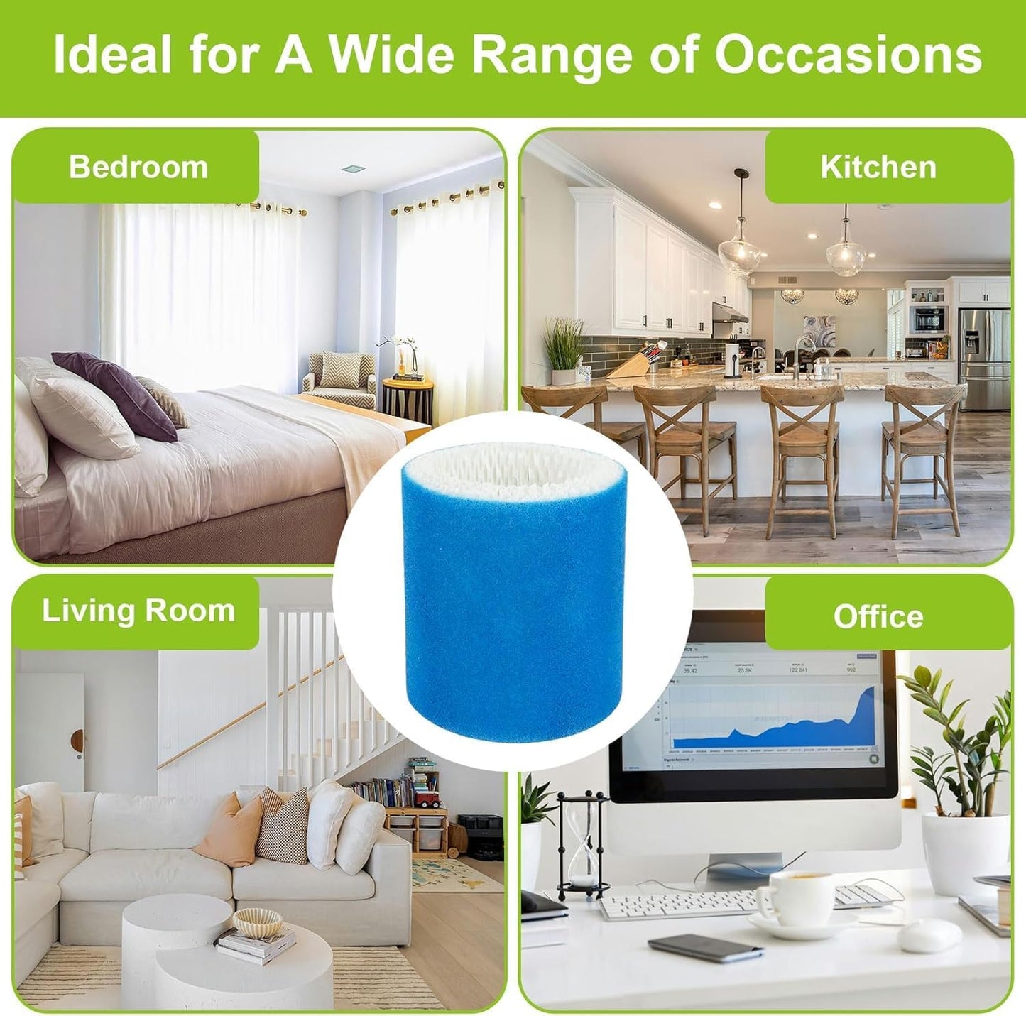 6 Pack Humidifier Filter Replacement 2.0 Compatible with Canopy Bedside Humidifier 2.0 & Nursery Humidifier 2.0, Made with Wood Pulp & Paper, Humidifier Wicking Filter, 6 Week Lifespan (Blue)
