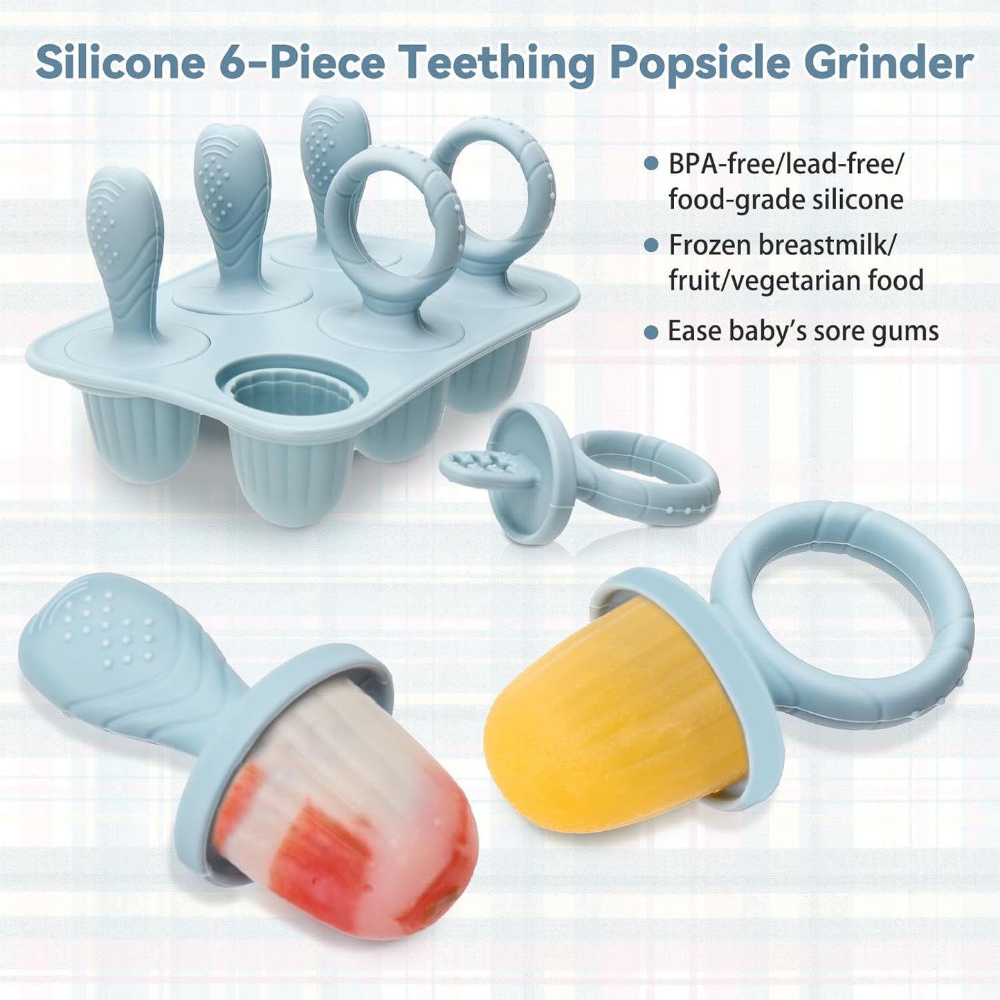 Silicone Toddlers Popsicle Molds with Sticks, 2Packs Mini Popsicles Molds for Baby Breastmilk Popsicle Molds for Teething Relief, Frozen Treats Maker Popsicle Maker Ice Pop Mold for Babies Kids