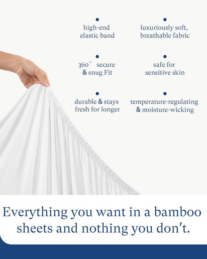Supersoft Pack and Play Sheets Fitted, Premium Bamboo Viscose Mini Crib Sheets, Pack N Play Mattress Sheets, Graco Playard Baby Sheets Neutral for Boys Girls, 5'' Deep Pocket 2-Pack