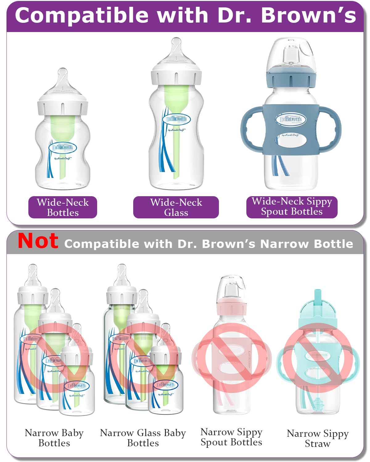 Silicone Nipple for Dr.Brown's Wide-Nick Baby Bottle Bottles,Level 3 Bottle Nipples, Fast Flow, 6m+, 6 Count