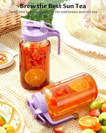 32oz Breast Milk Pitcher with Lid - Airtight Leakproof Glass Storage with Flip Cap & Pour Spout, Wide Mouth 1 Quart Breastmilk Storage Container Breastfeeding Essentials for Breastmilk, Formula, Milk