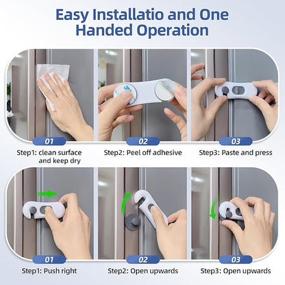5-Pack Child Proof Refrigerator Lock with 3M Adhesive, Baby Child Safety Cabinet Locks, Kids Safety Fridge Locks for Oven Drawers Freezer Door Latches- White