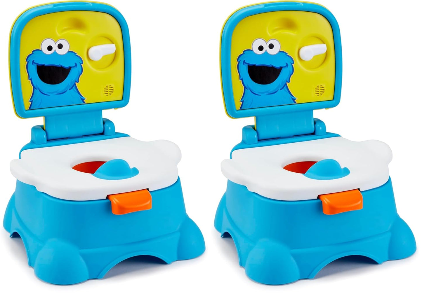 Sesame Street Cookie Monster Terrific 3 in 1 Potty Training Toilet Seat and Step Stool, Easy Clean Design with Flush Handle and Sounds, Portable, Great for Travel, Perfect for Toddler Boys & Girls 1-3