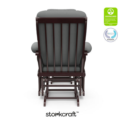 Storkcraft Tuscany Glider with Ottoman (Black/Gray) — GREENGUARD Gold Certified, Bonus Lumbar Cushion Included, Solid Wood Base, Smooth Motion, Award-Winning Nursery Rocking Chair, Glider and Ottoman