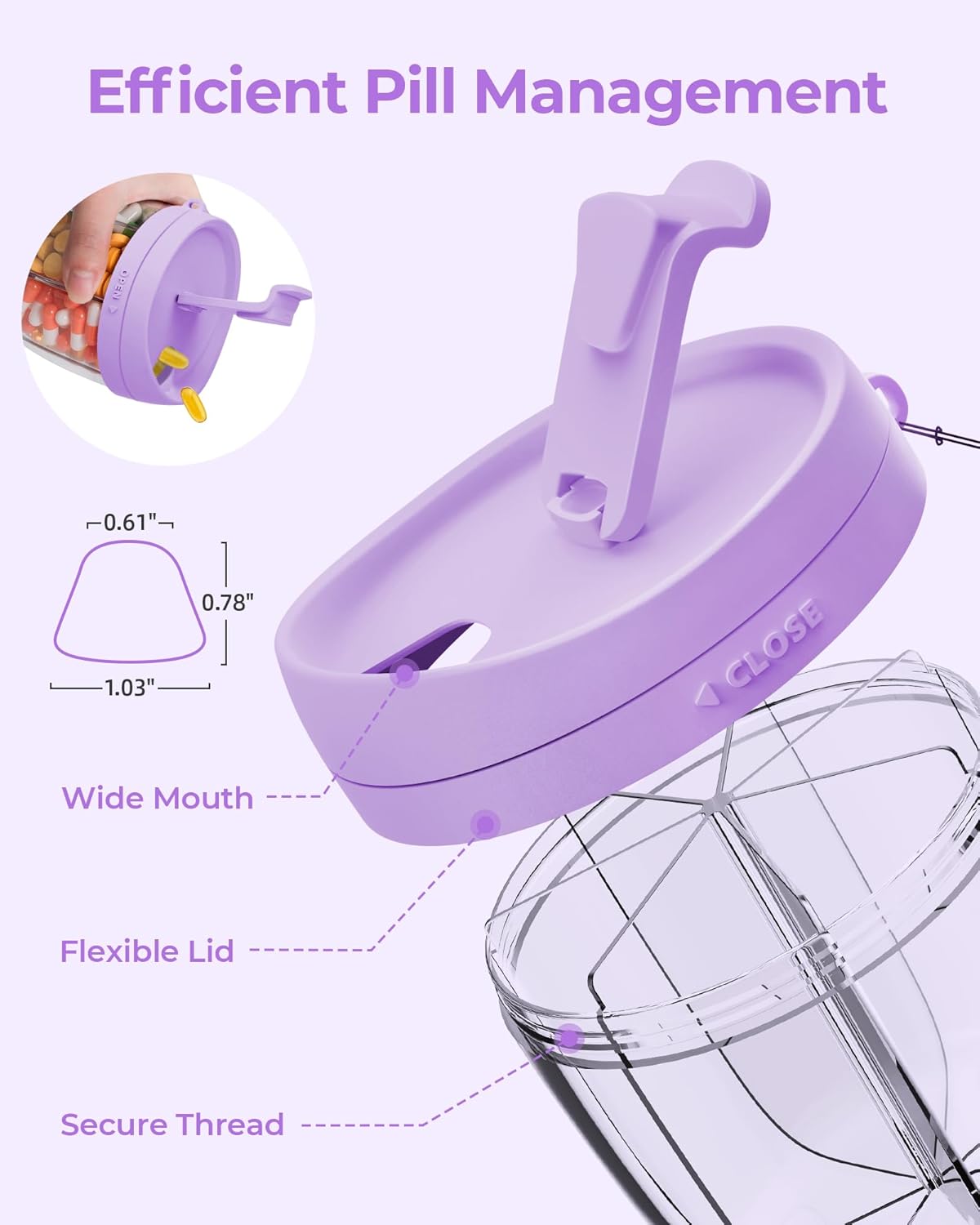 AMOOS Cute Pill Dispenser with 7 Compartments, Pill Bottle Organizer with Anti-Mix Design, Portable Pill Organizer for Travel with Wide Mouth for Easy Access, BPA-Free Patented Pill Container, Pink