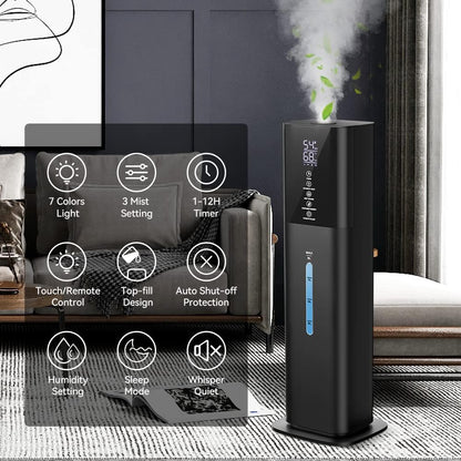 Humidifiers Large Room Bedroom with 7 Colors Light,Honovos 8L 2.1Gal Quiet Ultrasonic Cool Mist Topfill Humidifier with 360° Nozzle 3 Speed Humidistat Essential Oil Tray for Baby Home Plant Yoga Sleep