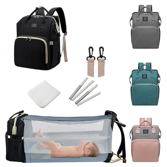 ANWTOTU Baby Diaper Bags with Changing Station,Waterproof Diaper Bag Backpack for Moms Dads with USB Charging Port,Large Capacity Multifunctional Baby Essentials(Black)