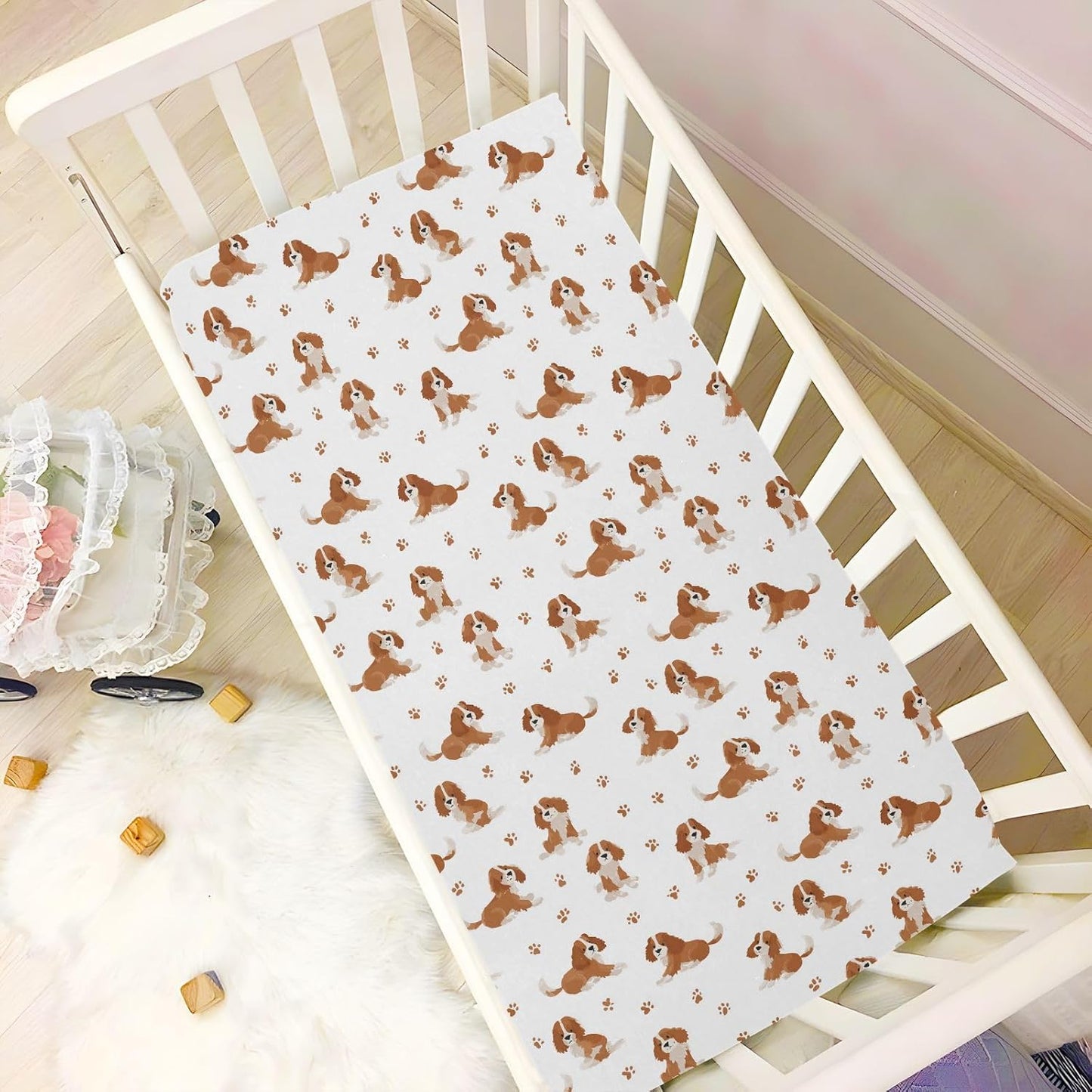 Baby Crib Sheet Cute Goose Flowers Crib Mattress for Boys and Girls Playard Sheet Soft Breathable Fitted Baby Mattress Cover 52x28in