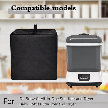 Dust Cover for Dr Brown's Baby Bottles Sterilizer, Heavy Duty Heat-Resistant Nylon Fabric Protective Bottle Dryer Cover Compatible with Dr. Brown's Baby Bottles All-in-One Sterilizer and Dryer (Black)