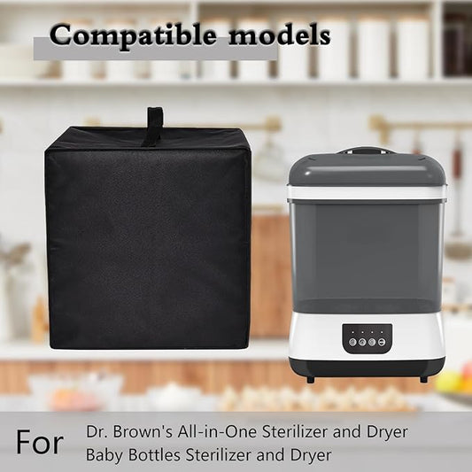 Dust Cover for Dr Brown's Baby Bottles Sterilizer, Heavy Duty Heat-Resistant Nylon Fabric Protective Bottle Dryer Cover Compatible with Dr. Brown's Baby Bottles All-in-One Sterilizer and Dryer (Black)