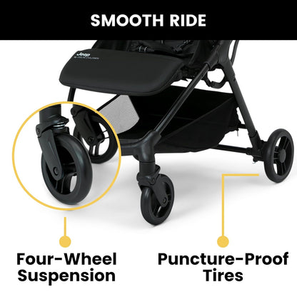 Jeep Altitude Compact Travel Stroller by Delta Children Greenguard Gold, Easy One Hand Fold, Lightweight, Extendable Canopy with Peek-a-Boo Window, Reclining Seat, 4 Wheel Suspension, Olive Green