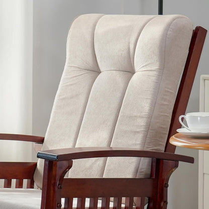 Glider Rocking Chair with Ottoman Set, Solid Wood Nursery Glider Rocker with Padded Cushion, High Back Upholstered Swivel Glider for Living Room, Nursing, Reading, 280LBS Weight Capacity,Oak+Khaki
