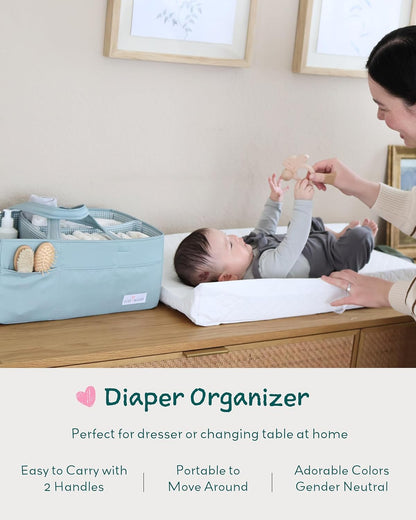 Lily Miles Baby Diaper Caddy Organizer - Large Tote Bag for Newborn essentials Boy or Girl - Baby Shower Basket - Nursery Must Haves - Registry Favorites - Newborn Caddie Car Organizer
