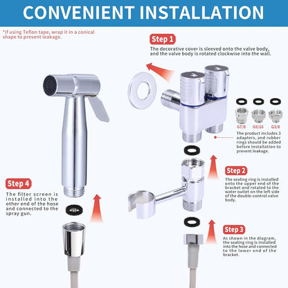 Handheld Toilet Bidet Sprayer for Toilet, Muslim Shower Bidet Toilet Hose Sprayer Kit, Jet Spray Bidet Attachment Connected to Faucet for Cloth Diaper Care and Feminine Wash (Silver)