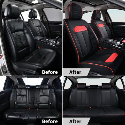 FLORICH Car Seat Covers Full Set, Automotive Seat Covers, Black Car Seat Cover, Waterproof Seat Protectors Universal fit for Car Truck Van SUV - Black