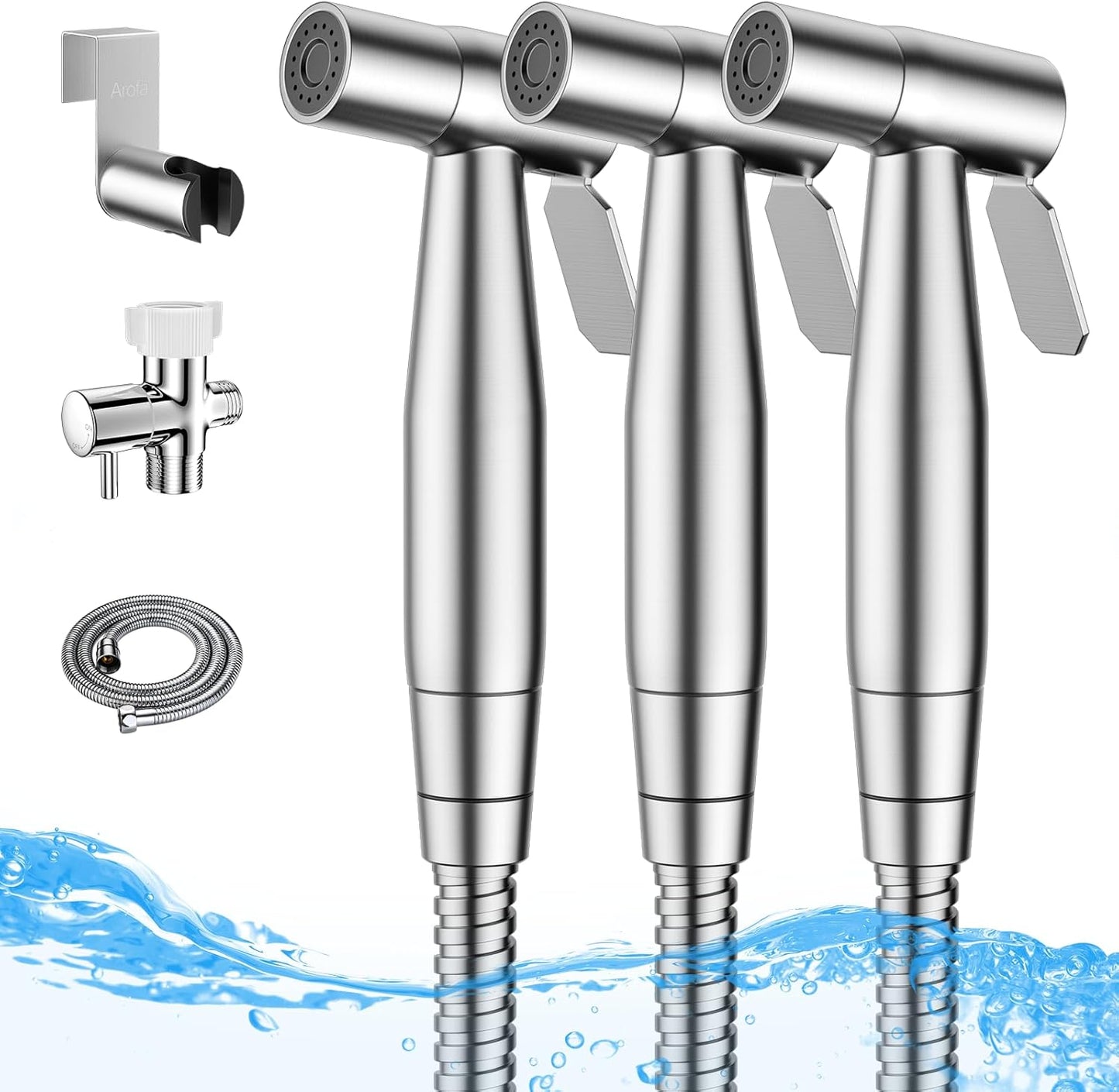 Arofa Handheld Bidet Sprayer for Toilet - 2 Pack Bidets Faucet for Existing Toilets Cloth Diaper Jet Sprayer, Stainless Steel Muslim Shower with Bidet Hose for Feminine Wash