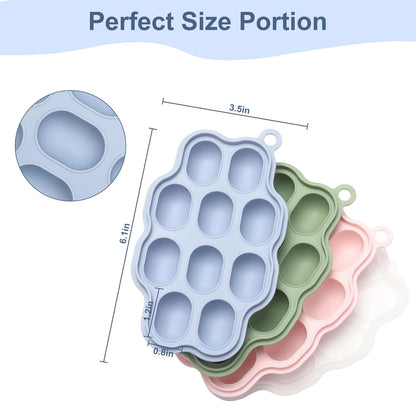 Silicone Nibble Freezer Tray (3 Pack), Kingkam Baby Breastmilk Popsicle Molds, Baby Fruit Feeder Teether Tray, Breast Milk Teether Pop Maker for Homemade Baby Food
