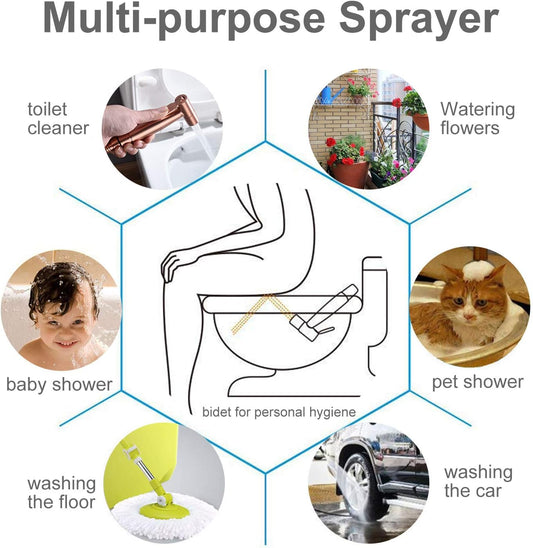 Rose Gold Handheld Bidet Sprayer for Toilet & Cloth Diaper Cleaning