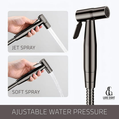 Premium Handheld Bidet Sprayer – Stainless Steel Adjustable Pressure for Feminine Hygiene, & More – Brushed Gun Metal Gray Finish, Easy Install & Leak-Proof Design