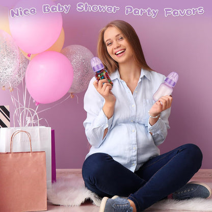 SiliFine 30 Pcs Baby Shower Favors Party Bottle Chug Game Mini Bottles Gift Sets for Gender Reveal Birthday Party Supplies Gift (Pink)