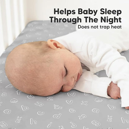 KeaBabies 2-Pack Organic Crib Sheets for Boys, Girls - 52x28 Fitted Crib Mattress Sheet Neutral, Breathable Jersey Cotton Cover for Baby Bed, Toddler Mattress, Soft & Cute Prints (ABC Land Cloud)