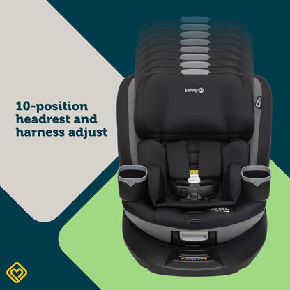 Safety 1st Turn and Go 360 ST Rotating All-in-One Convertible Car Seat, SafetySwivel Technology, SecureTech Installation, 3-in-1 Rear-Facing, Forward-Facing, Booster, 5-100 lbs, Siberian Caviar