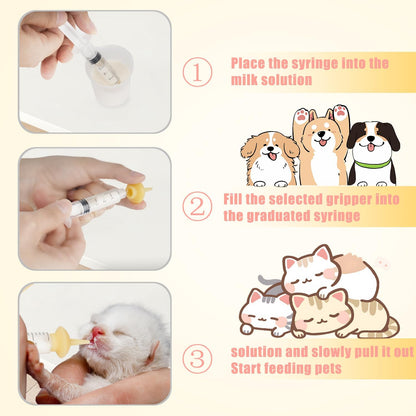 Pet Feeding Bottle and Syringes with Nipples for Small Cat Dog Animals (Model 1)
