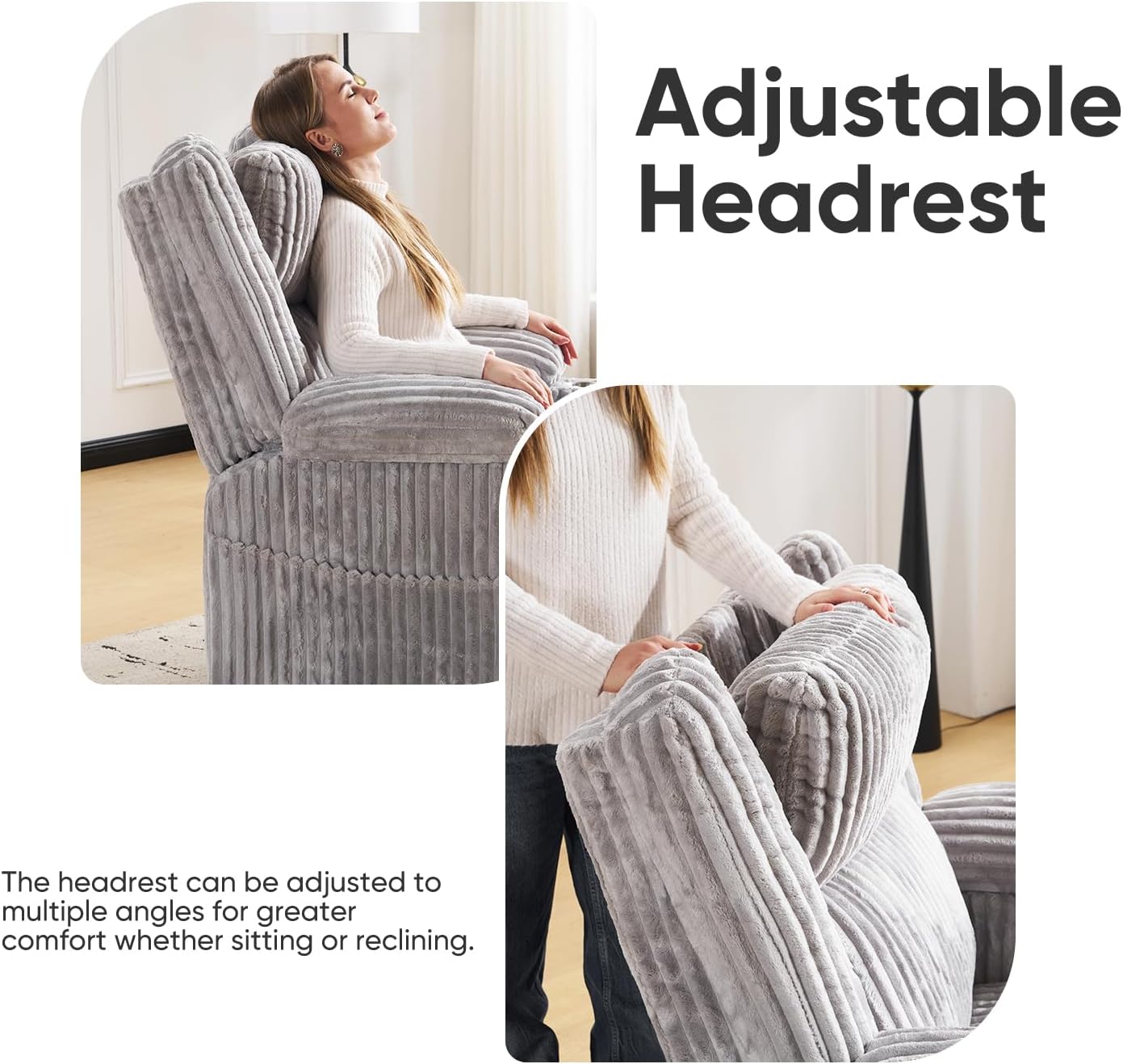 Oversized Power Recliner Chair with Massage and Heat, Swivel Rocker Recliner Chair for Adults with Arm Storage, Nursery Glider Recliner with Adjustable Headrest and Phone Stand, Side Pockets, Beige