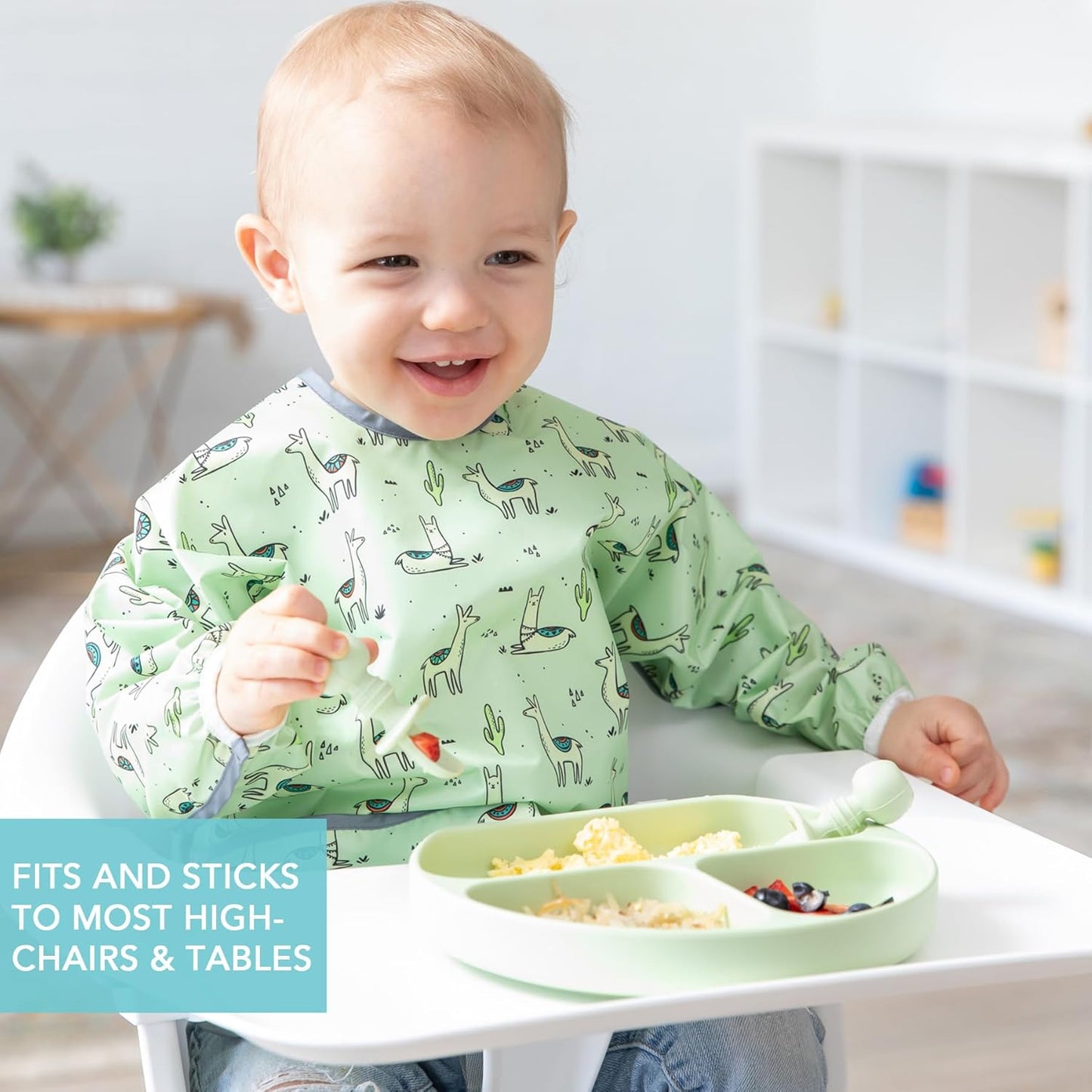 Bumkins Toddler and Baby Suction Plate, Divided Grip Dish for Babies and Kids, Baby Led Weaning, Feeding Supplies, Sticks to Tables and Highchairs, Platinum Silicone, for Chidren 6 Months, Gray