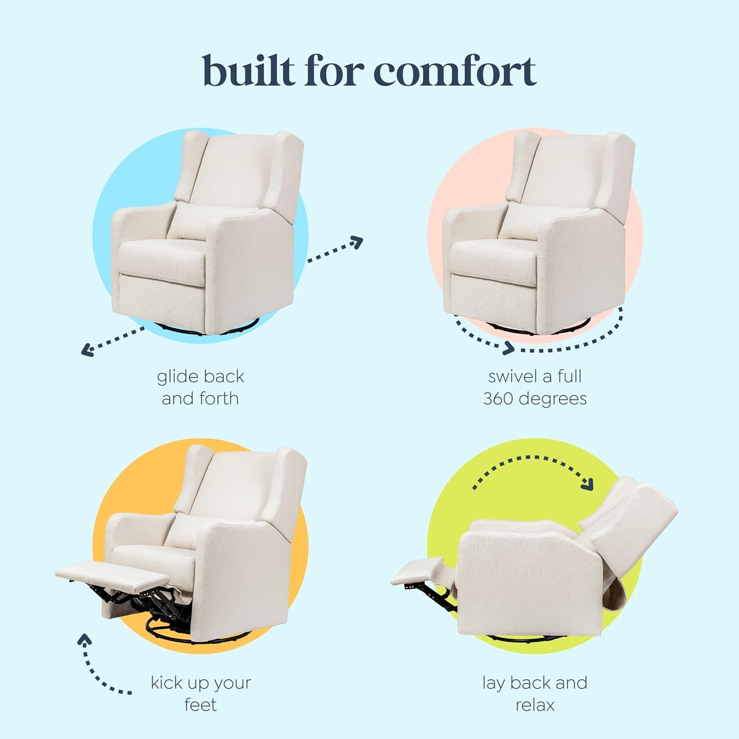 Davinci Carter's Arlo Recliner and Swivel Glider, Water Repellent & Stain Resistant, Greenguard Gold & CertiPUR-US Certified, Performance Forest Green Linen
