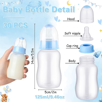 SiliFine 30 Pcs Baby Shower Favors Party Bottle Chug Game Mini Bottles Gift Sets for Gender Reveal Birthday Party Supplies Gift (Pink)