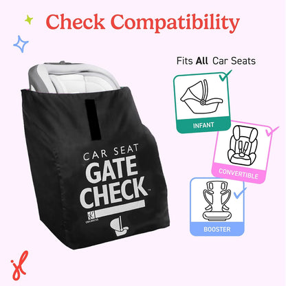 J.L. Childress Gate Check Travel Bag for Car Seats - Car Seat Travel Bag for Airplane, Includes AIRTAG Holder, Fits All Baby Carriers, Infant Carriers & Child Booster Seats - Neon Blue