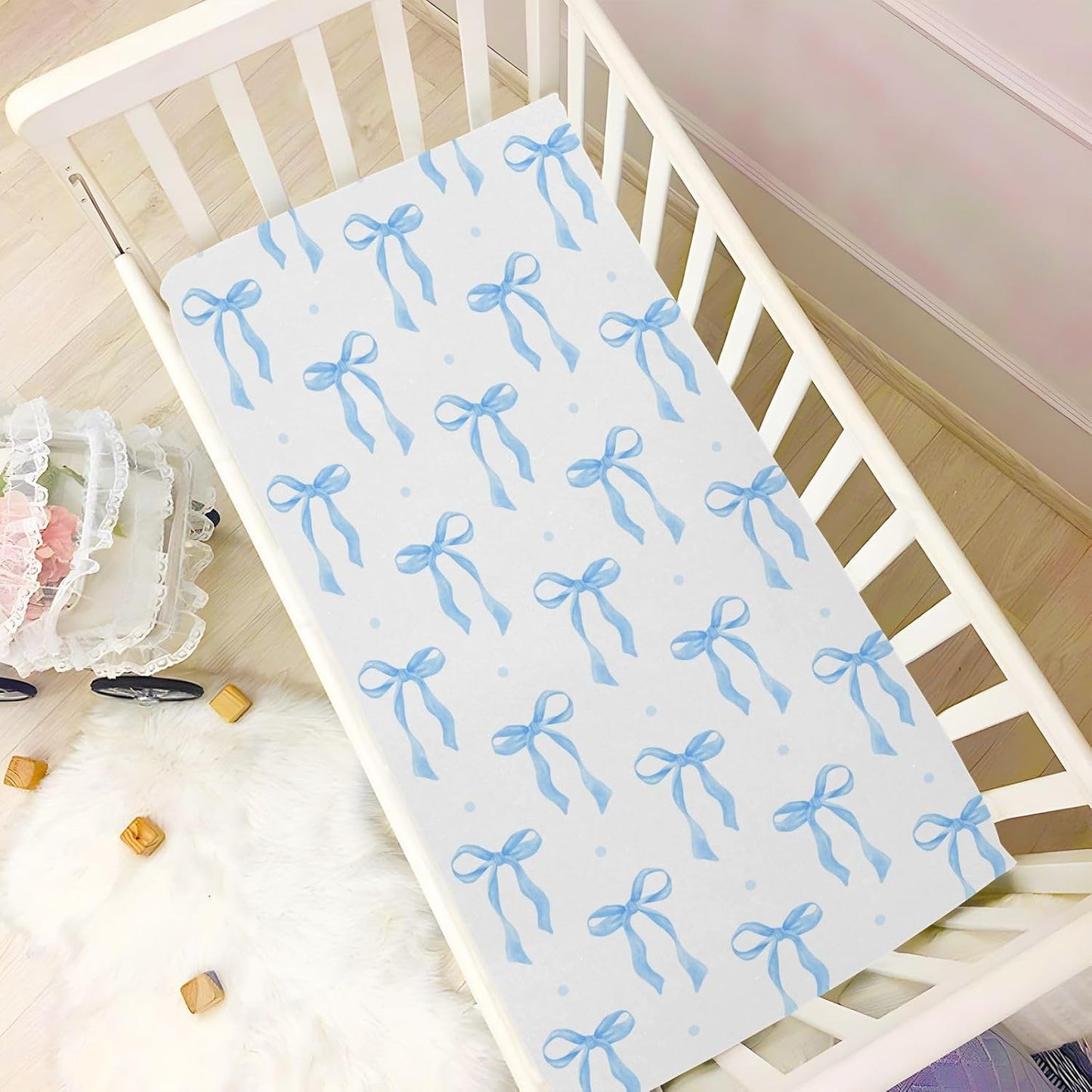 Fitted Crib Sheets Cactus and Floral Stretchy Portable Playard Sheets for Baby Toddler, Breathable Soft Mini Crib Mattress 52 x 28 in for Boys and Girls
