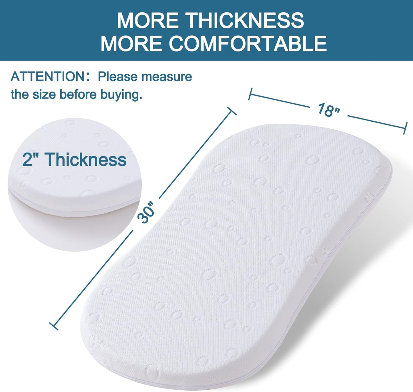 Baby Bassinet Mattress Pad, 41" x 29" x 2" Dual Sided Gel Memory Foam Mattress with Breathable Removable Soft Cover Fit for 4moms Breeze Plus Portable Playard