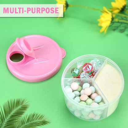 Accmor Baby Formula Dispenser On The Go, Non-Spill Rotating Three-Compartment Formula Container to Go, Milk Powder Kids Snack Container for Infant Toddler Travel, Pink