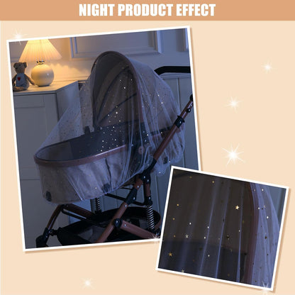 Mosquito Net for Stroller,Baby Pram Net Portable Star Print Stroller Netting Cover Perfect Bug Net for Strollers,Bassinets,Mini Crib,Cradles and Playards (White Star), yecwz002