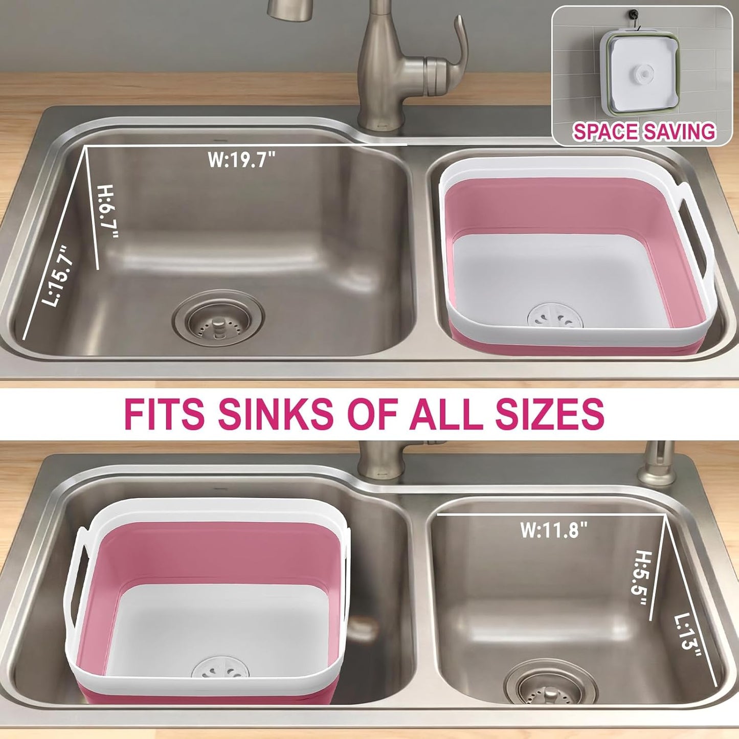 Yecuip Collapsible Wash Basin for Baby Bottles with Drying Rack – 2.4 Gallon Foldable Dish Tub with Handles, Portable RV Camping Sink & Space-Saving Wash Bin with Lid for Kitchen, Travel & Outdoor