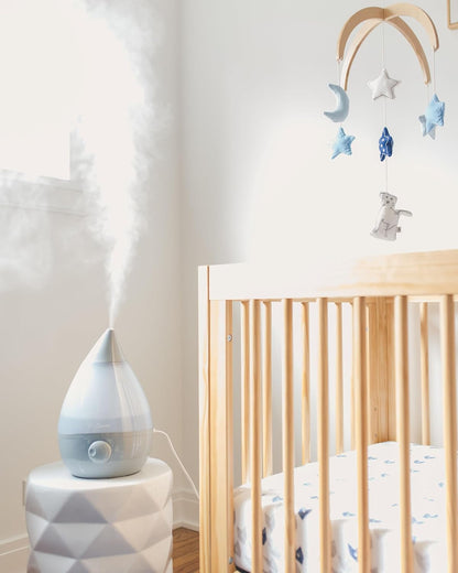 Crane Ultrasonic Cool Mist Humidifier for Bedroom, Baby Nursery, Kids Room, Plants, or Office, Large 1 Gallon Tank, Filter Optional, Clear and White