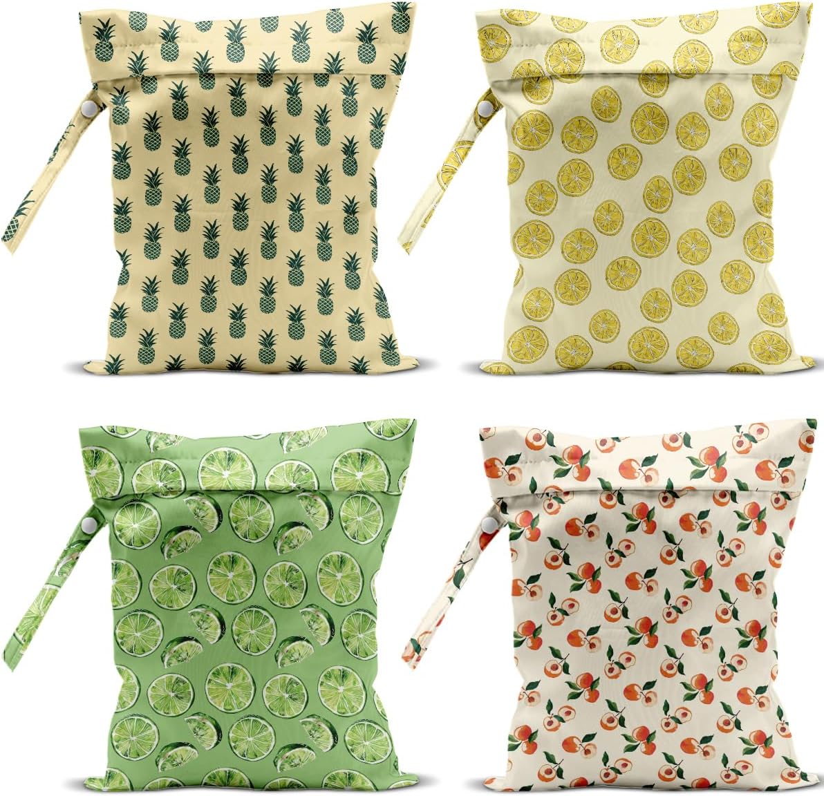 4 Pack Cute Fruit Wet Bag Waterproof Washable Reusable Wet Dry Bag for Swimsuit Dirty Clothes Cloth Diaper Travel Beach Pool Yoga Gym Toiletries Travel Beach Essentials Watermelon Avocado Banana