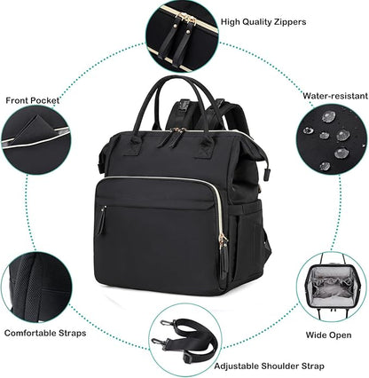 LORADI Large Diaper Bag Tote, 14 Pockets Stylish Baby Bag with Stroller Clips and 3 Insulated Pockets, Baby Shower Essentials