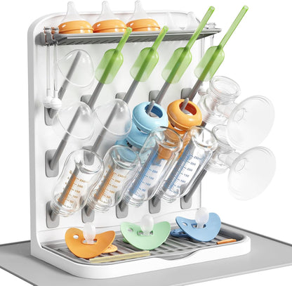 Lifewit Baby Bottle Drying Rack with 10 Hooks, Newborn Essentials Must Haves, Countertop Holder Organizer for Baby Stuff, Rack Dryer for Pacifiers, Weighted Straws, Pump Parts
