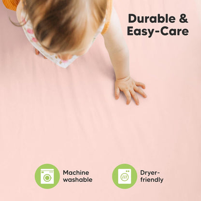 2-Pack Mini Crib Sheets Fitted - 38x26 Pack N Play Sheets for Pack and Play Mattress, Organic Cotton, Soft & Breathable Playard Bedding, Neutral Mini Toddler Bed Cover for Boys, Girls (Dragon Tale)