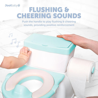 Real Feel 2-in-1 Potty with Wipes Storage, Flushing Sounds & Disposable Liners - Realistic Toilet - Easy to Clean & Assemble - Jool Baby (Gray)