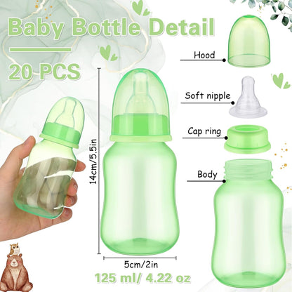 TrelaCo Bottle Chug Baby Shower Game 20 Pcs Baby Bottles Shower Favor with 1 Greenery Theme Sign for Gender Reveal Party Supplies Gifts(Green)
