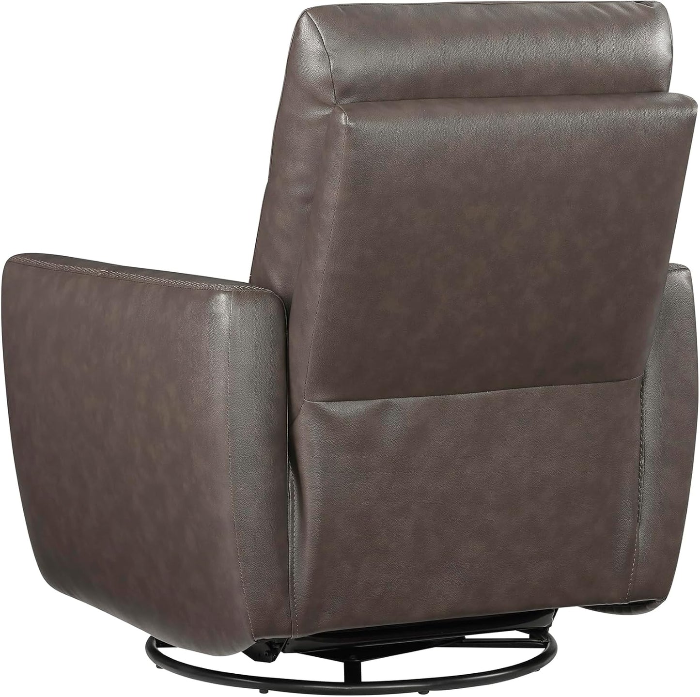 Lexicon 360 Degree Swivel Glider Reclining Chair, Manual Tab Pull Recliner, Leather Match Swivel Glider Recliner with Plush Foam, Sturdy Frame for Living Room/Office/Bedroom, Taupe