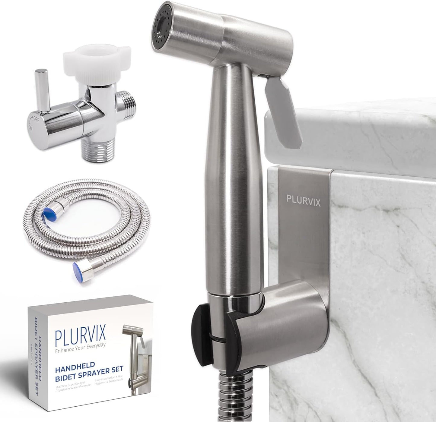 Handheld Bidet Sprayer Kit for Toilet – 2 Sets, Adjustable Water Pressure, Stainless Steel Jet Spray Kit with Bidet Hose - Feminine Wash, Baby Cloth Diaper Cleaning, Muslim Shower