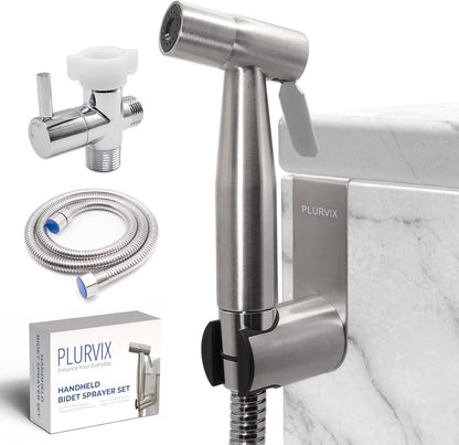 Handheld Bidet Sprayer Kit for Toilet – 2 Sets, Adjustable Water Pressure, Stainless Steel Jet Spray Kit with Bidet Hose - Feminine Wash, Baby Cloth Diaper Cleaning, Muslim Shower