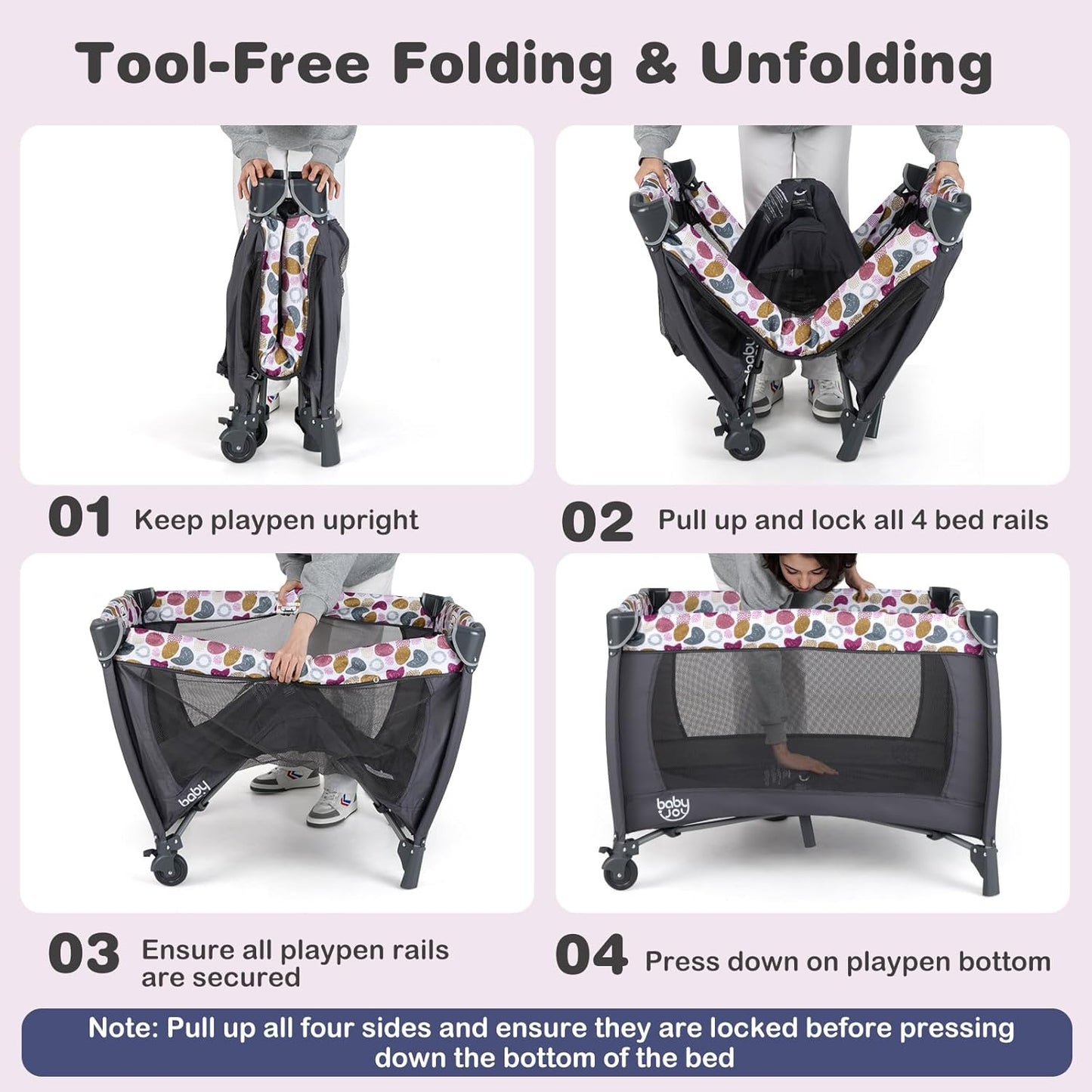 BABY JOY 5 in 1 Pack and Play, Portable Nursery Center Baby Playard w/Bassinet & Diaper Changing Table, Bag, Infant Bassinet Crib Activity Center for Baby Toddlers Indoor Outdoor (Royal Blue, Classic)