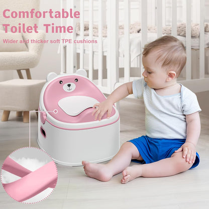 3-in-1 Potty Training Toilet, Portable Potty, Potty Training Seat and Toddler Step Stool, Easy Setup and Clean, Anti-Slip Toddler Potty Trainer for Boy Girl,Grey