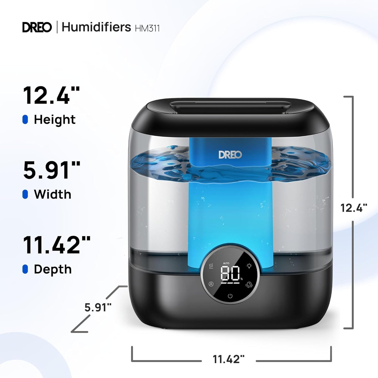 DREO Humidifiers for Bedroom, 6L Easy to Fill & Clean, 60H Runtime for Large room, 28 dB Quiet Cool Mist Air Humidifier for Plant, Baby Nursery, Home, Indoor, Night Light, Precise Humidity Control